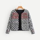 Shein Geo Embroidered Quilted Jacket