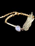Shein Purple Gemstone Gold Crystal Wing Link Bracelet