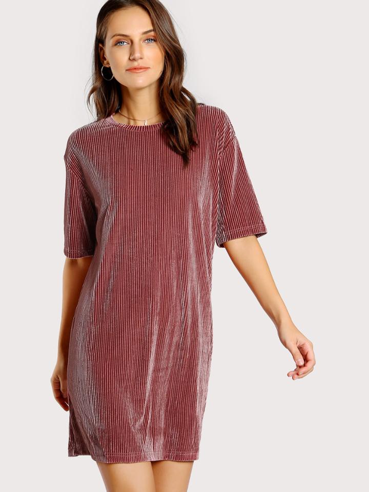 Shein Ribbed Velvet Tee Dress