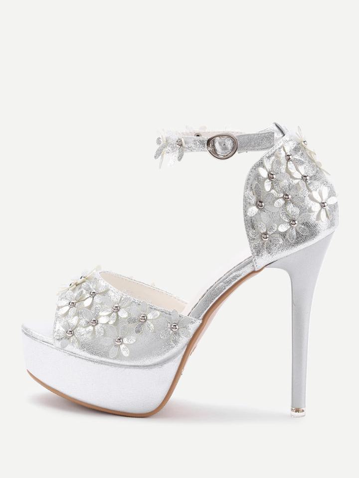 Shein Flower Embellished Platform High Heels