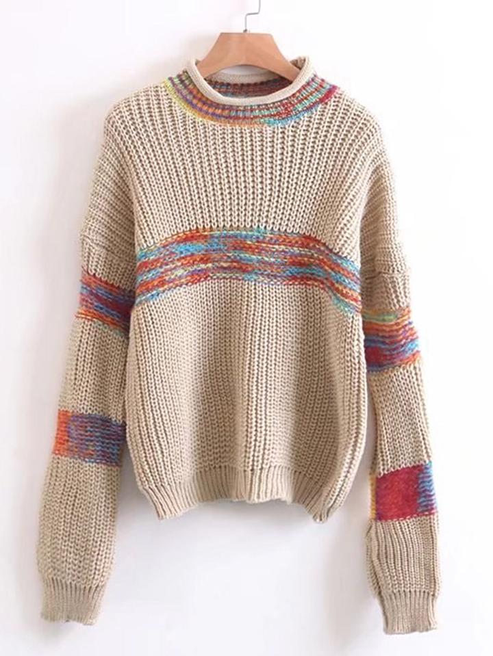 Shein Crew Neck Drop Shoulder Seam Sweater