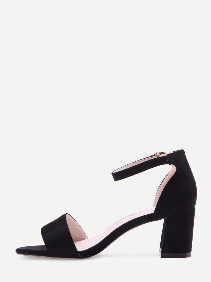 Shein Black Open Toe Ankle Strap Sandals