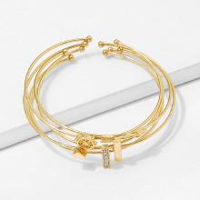 Shein Bar & Arrow Detail Cuff Bracelet Set 5pcs