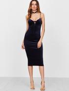 Shein Velvet Lace Up Front Pencil Cami Dress