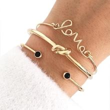 Shein Twist & Letter Cuff Bracelet Set 3pcs
