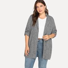 Shein Plus Roll Up Sleeve Solid Coat