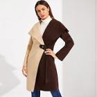 Shein Two Tone Grommet Knot Side Wrap Coat