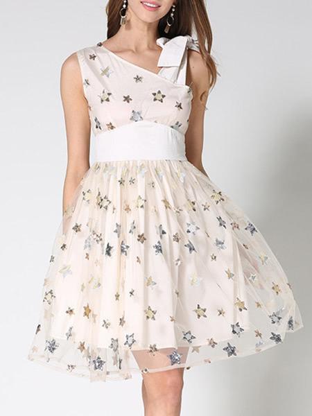 Shein Bowknot Neck Stars Sequined Dress
