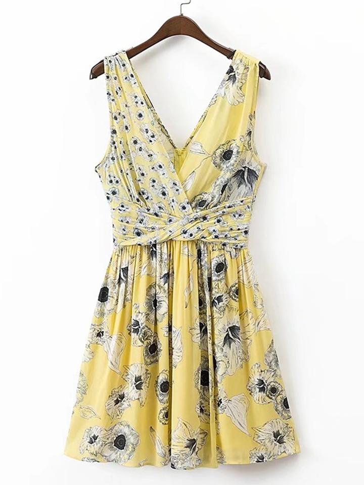 Shein Double V Neck Zipper Back A Line Dress