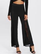 Shein Lace Contrast See Through Wide Leg Pants