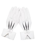 Shein White Faux Leather Cut Out Bow Gloves