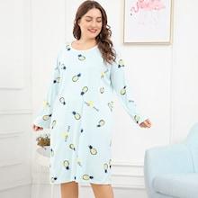Shein Plus Pineapple Print Night Dress