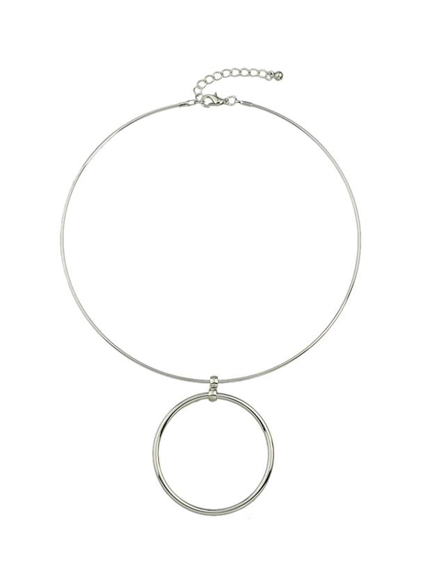 Shein Silver Color Round Pendant Collar Choker Necklace
