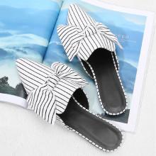 Shein Bow Tie Striped Flat Mules