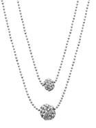 Shein Silver Layered Rhinestone Ball Pendant Necklace