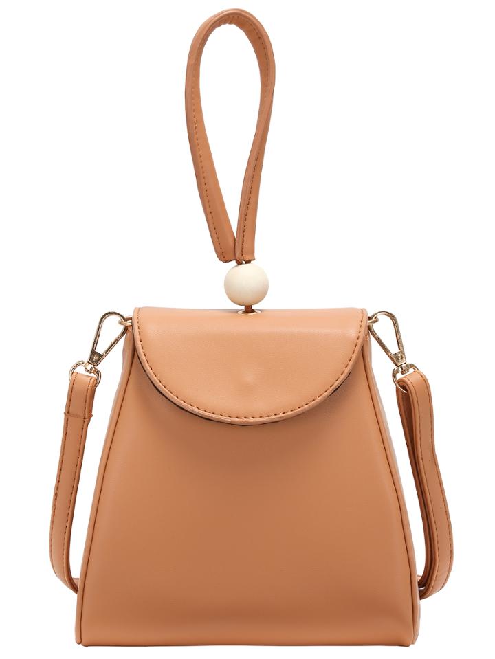 Shein Khaki Magnetic Buckle Pu Shoulder Bag