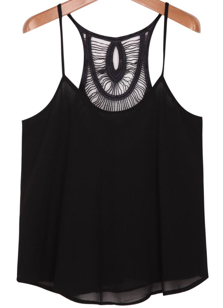 Shein Black Spaghetti Strap Hollow Cami Top