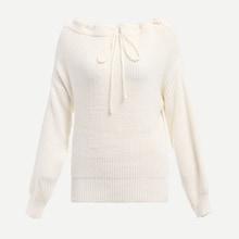 Shein Drawstring Neck Solid Batwing Sweater