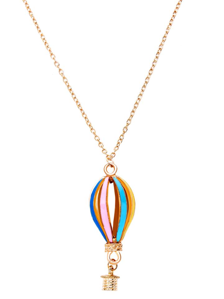 Shein Multicolor Hot Air Balloon Hollow Out Pendant Necklace