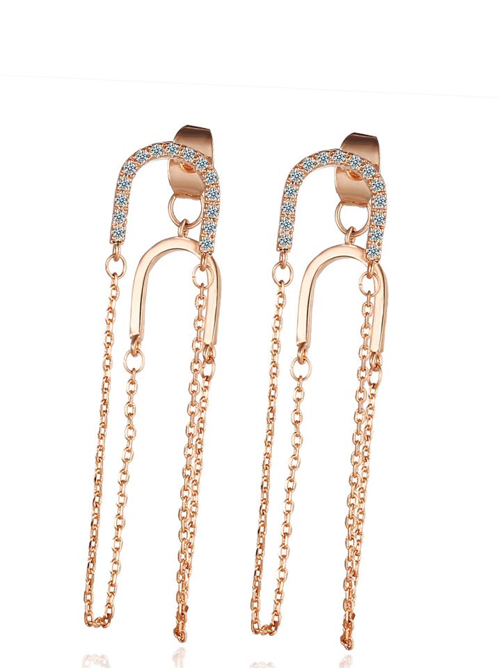 Shein Rhinestone Detail Layered Chain Drop Earrings