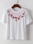 Shein Studded Detail Embroidered Tee