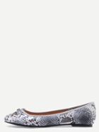 Shein Snake Embossed Bow Tie Ballet Flats - Black