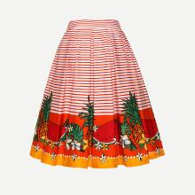 Shein Striped Pineapple Print Circle Skirt