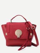 Shein Red Pu Tassel Trim Flap Crossbody Bag