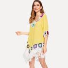 Shein Contrast Crochet Fringe Hem Cover Up