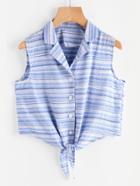 Shein Revere Collar Knotted Striped Vest