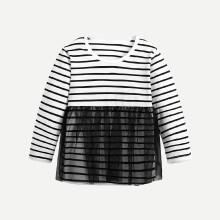 Shein Girls Striped Mesh Dress