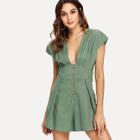Shein Single Breasted Pleated Romper