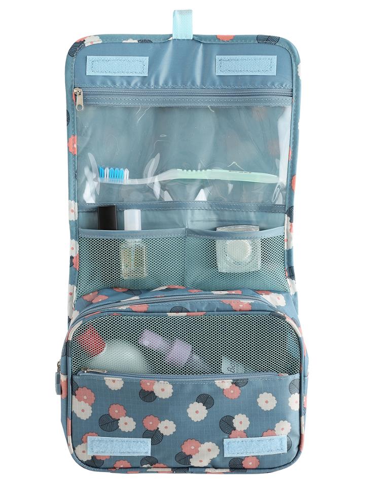 Shein Blue Flower Print Wash Bag