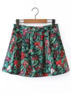 Shein Floral Zipper Back A Line Skirt