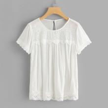 Shein Eyelet Embroidered Detail Tunic Top