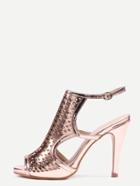 Shein Rose Gold Laser-cut High Vamp Heeled Sandals