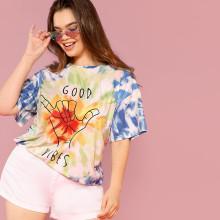 Shein Plus Graphic Print Tie Dye Tee