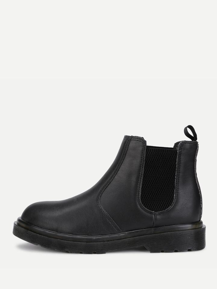Shein Round Toe Pu Ankle Boots