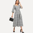 Shein Grid Tunic Dress With O-ring Belt