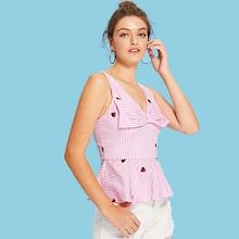 Shein Bow Accent Sleeveless Peplum Top