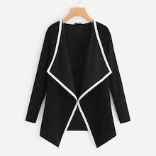 Shein Contrast Binding Drape Collar Coat