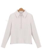 Shein Split Buttons Chiffon Beige Shirt