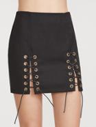 Shein Black Eyelet Lace Up Side Bodycon Skirt