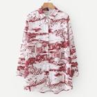 Shein City Print High Low Blouse