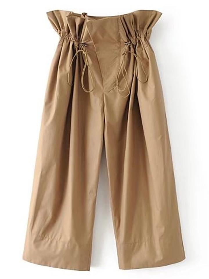 Shein Drawstring Ruffle Waist Culotte Pants