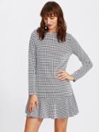 Shein Flounce Hem Houndstooth Dress