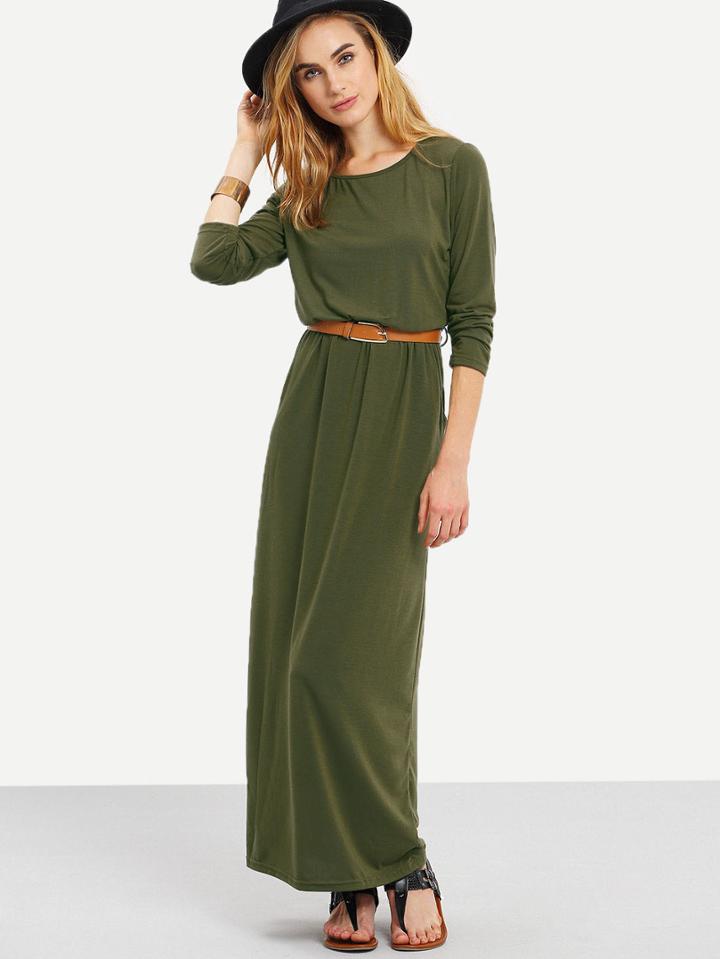 Shein Long Sleeve Pockets Maxi Dress