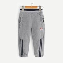 Shein Toddler Boys Car & Stripe Pattern Embroidery Detail Pants