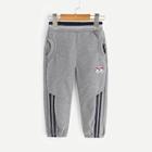 Shein Toddler Boys Car & Stripe Pattern Embroidery Detail Pants