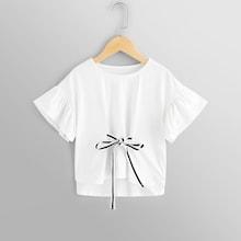 Shein Girls Ruffle Armhole Drawstring Tee